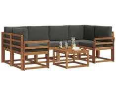 Lauko baldų komplektas Lauko sofos komplektas su pagalve 7 pcs Natūralus ir antracitas