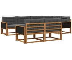 Lauko sofos komplektas su pagalve 7 pcs Natūralus ir antracitas