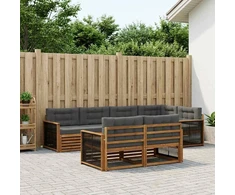 Lauko sofos komplektas su pagalve 7 pcs Natūralus ir antracitas