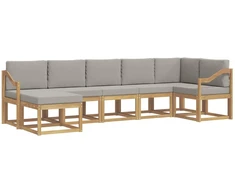 Lauko sofos komplektas su pagalve 7 pcs Balta ir šviesiai pilka