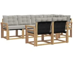 Lauko sofos komplektas su pagalve 7 pcs Balta ir šviesiai pilka