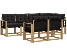 Lauko sofos komplektas su pagalve 7 pcs Balta ir juoda