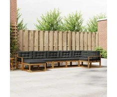 Lauko sofos komplektas su pagalve 7 pcs Natūralus ir antracitas