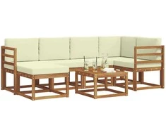Lauko sofos komplektas su pagalve 7 pcs Natūralus ir grietinėlė