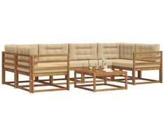 Lauko sofos komplektas su pagalve 7 pcs Natūralus ir bežinis