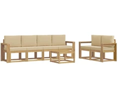 Lauko sofos komplektas su pagalve 7 pcs Balta ir kreminė