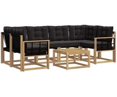 Lauko sofos komplektas su pagalve 7 pcs Balta ir juoda