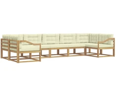Lauko sofos komplektas su pagalve 7 pcs Balta ir kreminė