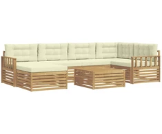 Lauko sofos komplektas su pagalve 7 pcs Balta ir kreminė