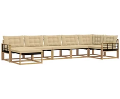 Lauko sofos komplektas su pagalve 7 pcs Balta ir kreminė
