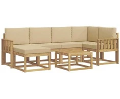 Lauko sofos komplektas su pagalve 7 pcs Balta ir kreminė