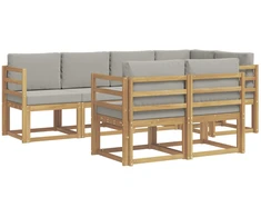 Lauko sofos komplektas su pagalve 7 pcs Balta ir šviesiai pilka