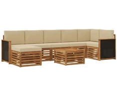 Lauko sofos komplektas su pagalve 7 pcs Natūrali