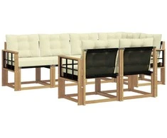 Lauko sofos komplektas su pagalve 7 pcs Balta ir kreminė