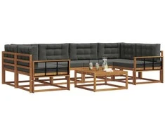 Lauko sofos komplektas su pagalve 7 pcs Natūralus ir antracitas