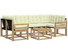 Lauko sofos komplektas su pagalve 7 pcs Balta ir kreminė