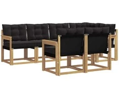 Lauko sofos komplektas su pagalve 7 pcs Balta ir juoda