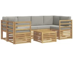 Lauko sofos komplektas su pagalve 7 pcs Balta ir šviesiai pilka