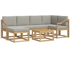 Lauko sofos komplektas su pagalve 7 pcs Balta ir šviesiai pilka