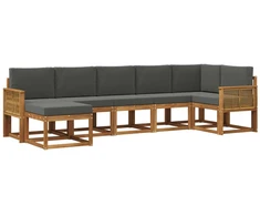 Lauko sofos komplektas su pagalve 7 pcs Natūralus ir antracitas