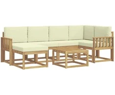 Lauko sofos komplektas su pagalve 7 pcs Balta ir kreminė