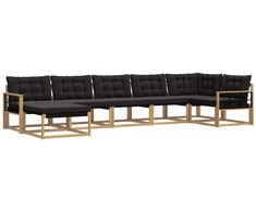 Lauko sofos komplektas su pagalve 7 pcs Balta ir juoda