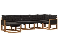 Lauko sofos komplektas su pagalve 7 pcs Natūrali ir juoda