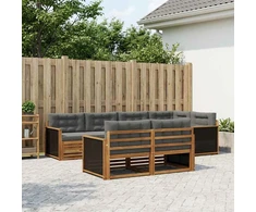 Lauko sofos komplektas su pagalve 7 pcs Natūralus ir antracitas