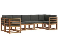 Lauko sofos komplektas su pagalve 7 pcs Natūralus ir antracitas