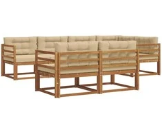 Lauko sofos komplektas su pagalve 7 pcs Natūralus ir bežinis
