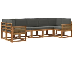 Lauko sofos komplektas su pagalve 7 pcs Natūralus ir antracitas