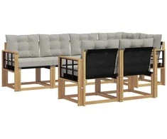 Lauko sofos komplektas su pagalve 7 pcs Balta ir šviesiai pilka