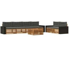 Lauko sofos komplektas su pagalve 7 pcs Natūralus ir antracitas