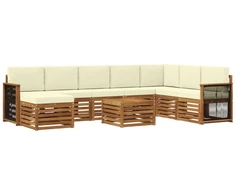 Lauko sofos komplektas su pagalve 7 pcs Natūralus ir grietinėlė