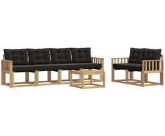 Lauko sofos komplektas su pagalve 7 pcs Balta ir juoda