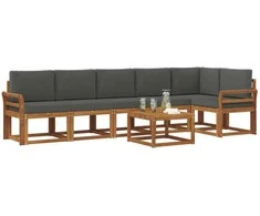 Lauko baldų komplektas Lauko sofos komplektas su pagalve 7 pcs Natūralus ir antracitas