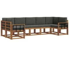 Lauko sofos komplektas su pagalve 7 pcs Natūralus ir antracitas