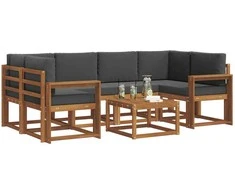 Lauko sofos komplektas su pagalve 7 pcs Natūralus ir antracitas