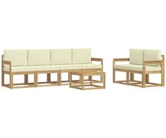 Lauko sofos komplektas su pagalve 7 pcs Balta ir kreminė