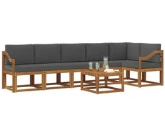 Lauko sofos komplektas su pagalve 7 pcs Natūralus ir antracitas