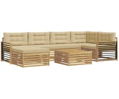 Lauko sofos komplektas su pagalve 7 pcs Balta ir kreminė