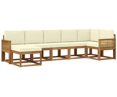 Lauko sofos komplektas su pagalve 7 pcs Natūralus ir grietinėlė