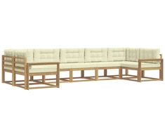 Lauko sofos komplektas su pagalve 7 pcs Balta ir kreminė