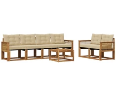 Lauko sofos komplektas su pagalve 7 pcs Natūralus ir bežinis