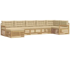 Lauko sofos komplektas su pagalve 7 pcs Balta ir kreminė