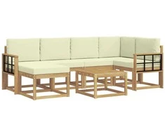 Lauko sofos komplektas su pagalve 7 pcs Balta ir kreminė