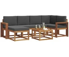 Lauko sofos komplektas su pagalve 7 pcs Natūralus ir antracitas