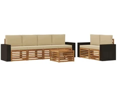 Lauko sofos komplektas su pagalve 7 pcs Natūralus ir bežinis