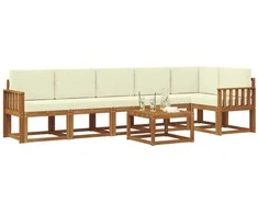 Lauko sofos komplektas su pagalve 7 pcs Natūralus ir grietinėlė