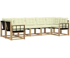 Lauko sofos komplektas su pagalve 7 pcs Balta ir kreminė